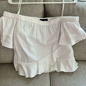 White Off the Shoulder Ruffle Top